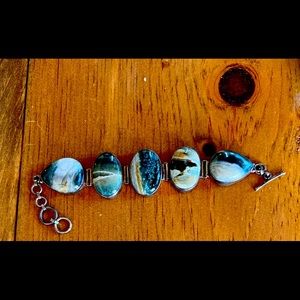 Unique sterling and stone bracelet